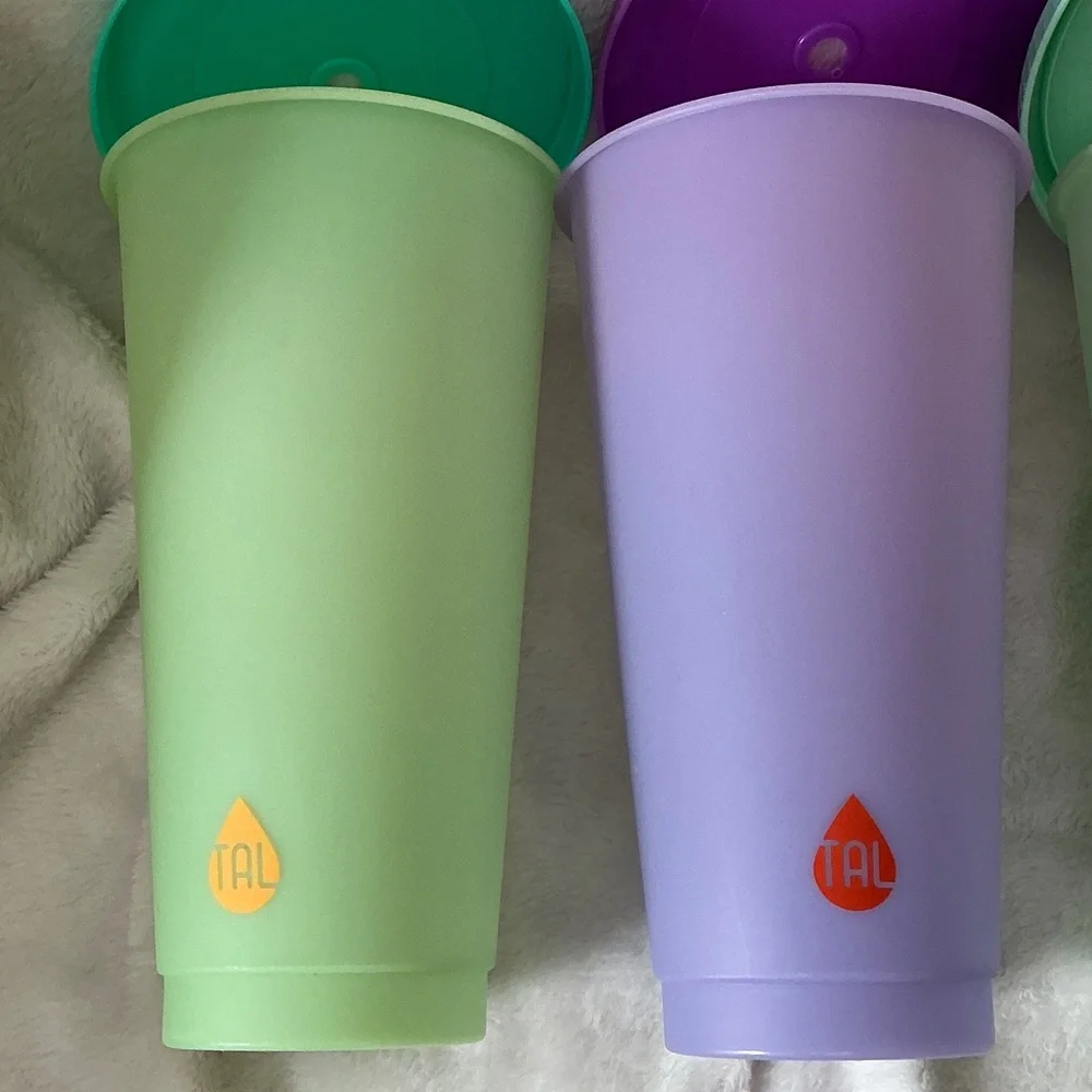 Colorful Party Cups Set TAL lot of 4 cups with lids may be color change